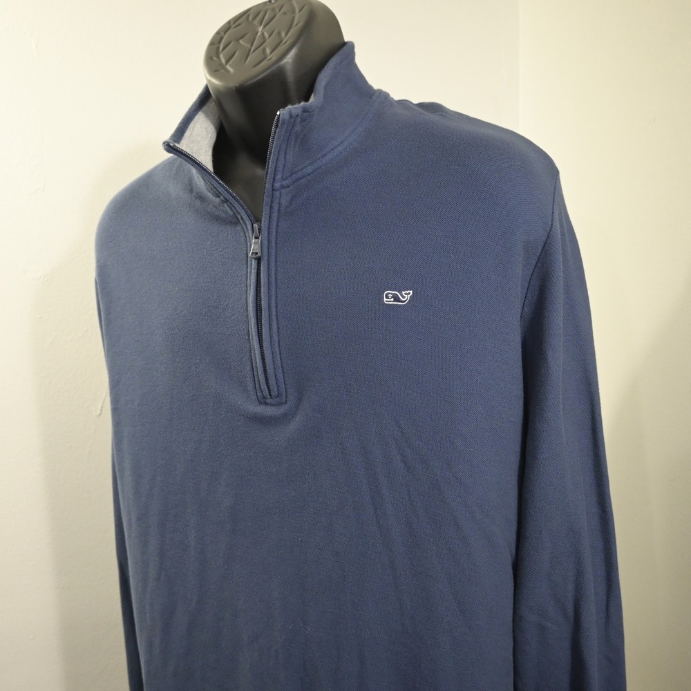 Vineyard Vines Quarter Zip Pullover Mens XXL Blue Pima Cotton Logo Long Sleeve